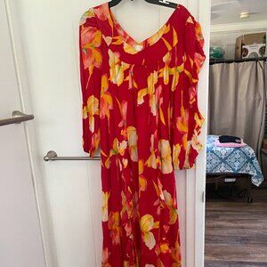 NWT Vintage Roseline Petrus Summer Muumuu Puff Sleeves Hawaiian Dress Size S